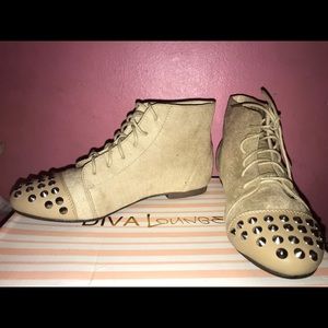 Forever 21 beige suede studded ankle booties